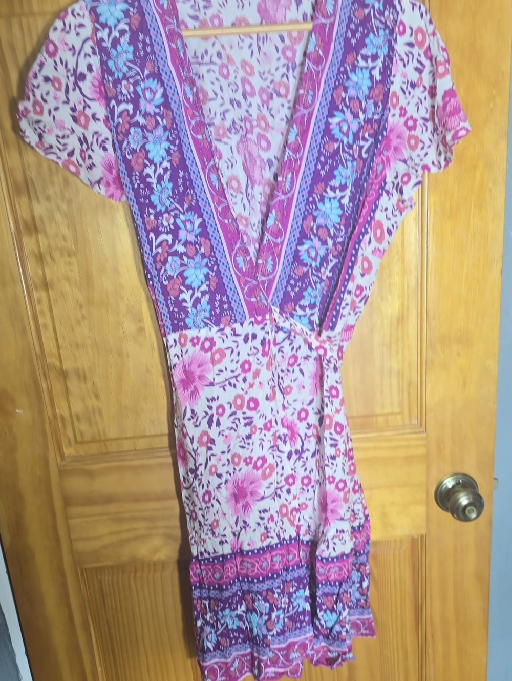 R.Vivimos Floral Boho Wrap Dress in Pink and Purple. SIZE 12/14